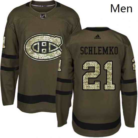 Mens Adidas Montreal Canadiens 21 David Schlemko Premier Green Salute to Service NHL Jersey